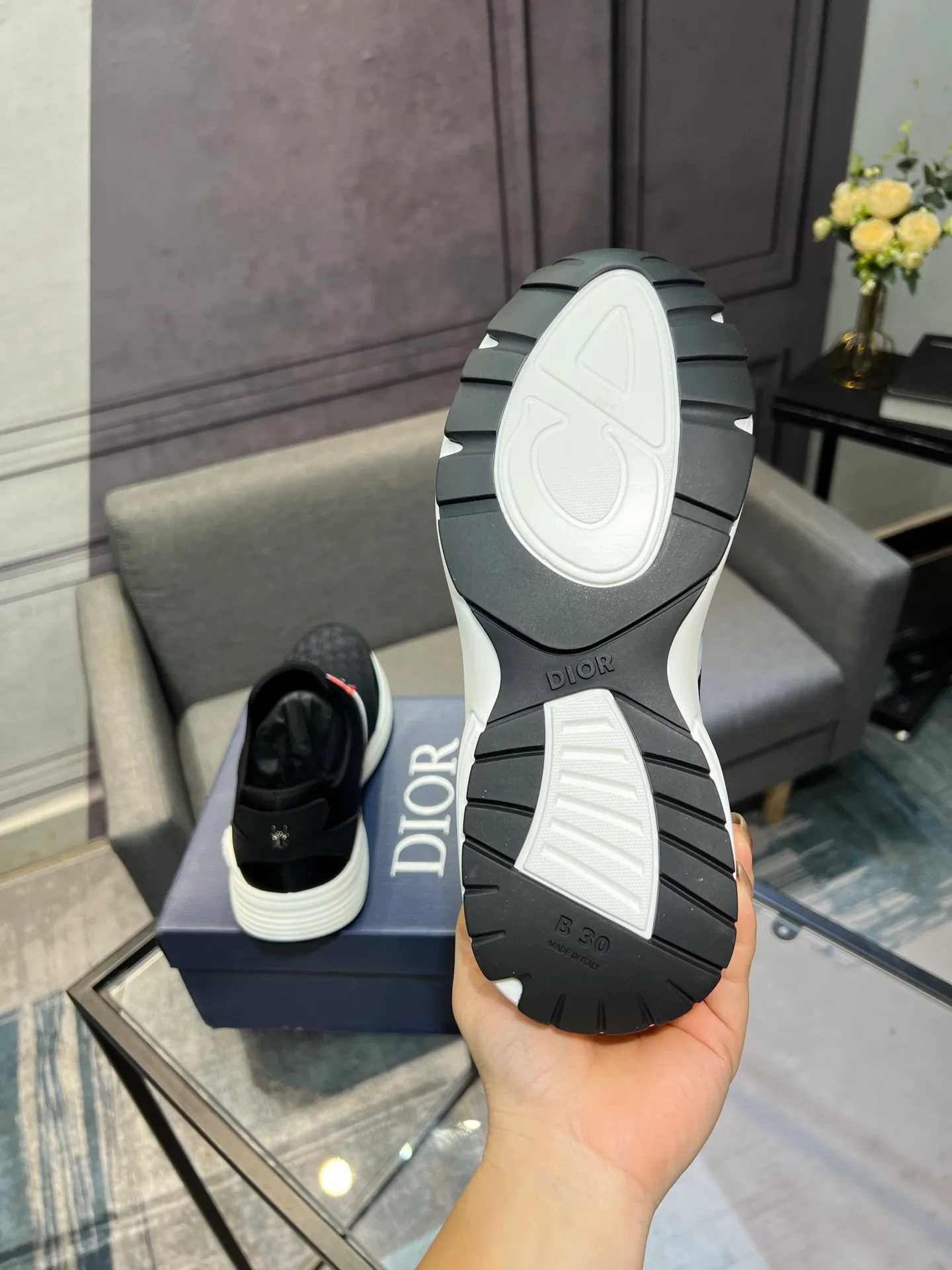 Men's shoes 💰420 [Dior] popular men's shoes, cowhide material splicing, mesh lining, original factory special sole, 38-45 (45 customized, non-refundable)